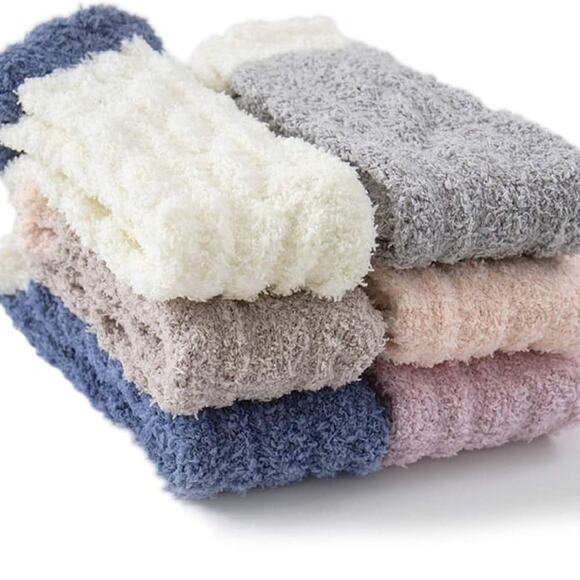 Fuzzy Socks Soft Cozy Fluffy Slipper Winter Warm Plush Socks Christmas 6 pairs - Picture 2 of 4